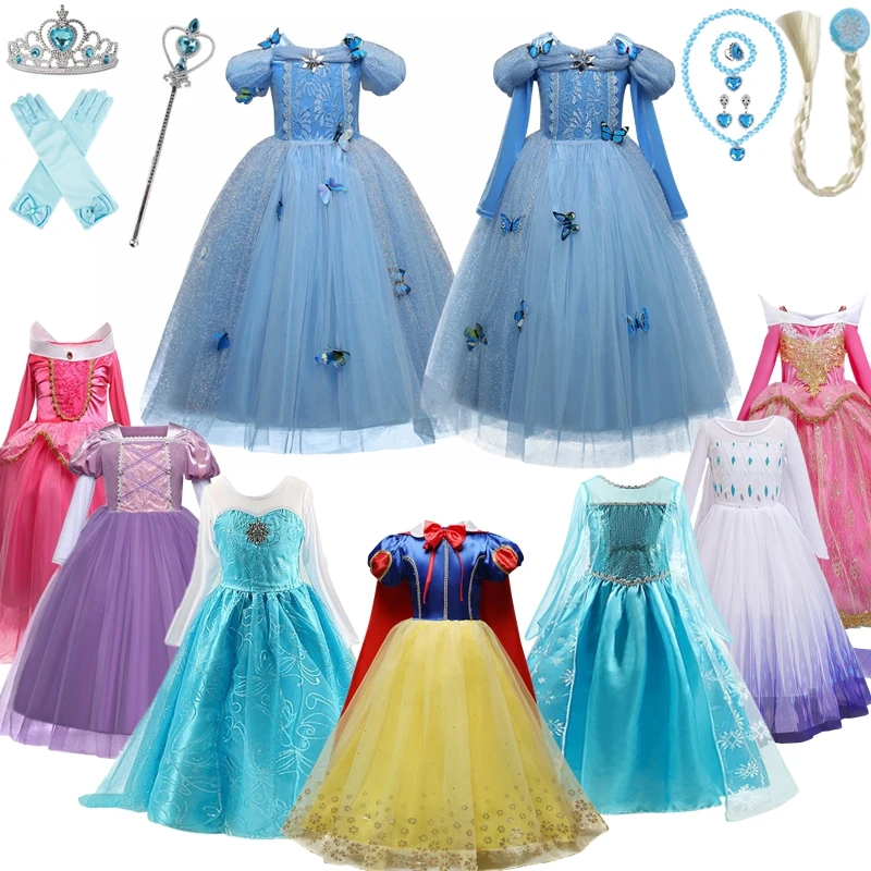 Snow White Princess Costume for Kids Girls Disguise Role-Playing Chlidren Clothes 3-10 Yrs Birthday Party Cosplay Elsa Princess