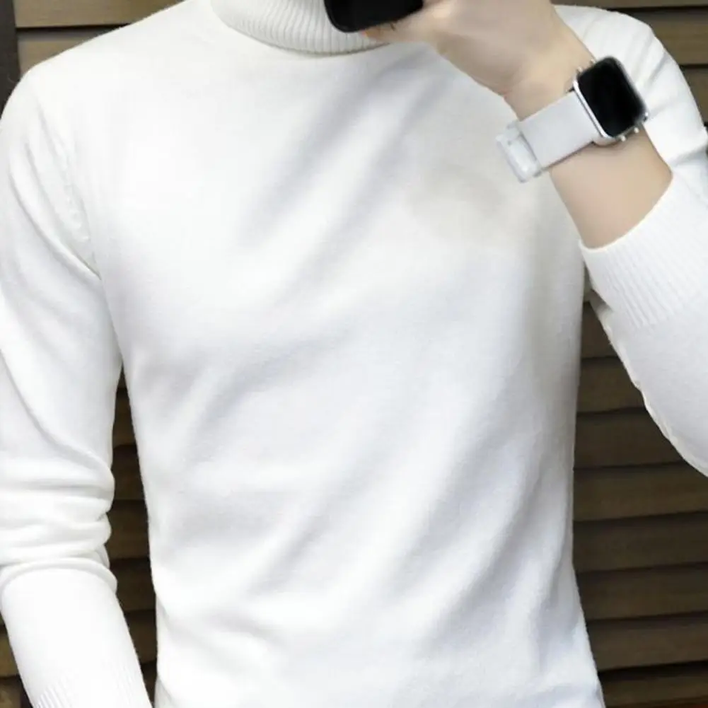 Sweater pria, Turtleneck hangat warna Solid musim dingin, Turtleneck musim dingin, Slim Fit, tahan angin untuk musim gugur