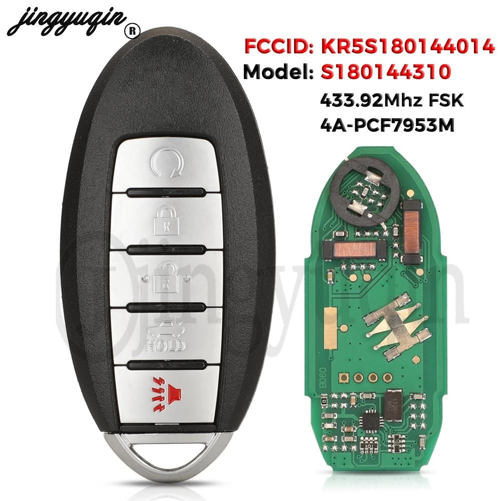 

jingyuqin For Nissan Teana 2016 -2020 Smart Remote Control Car Key FSK 433MHz 4A PCF7938X Chip Fob S180144310 light KR5TX4N