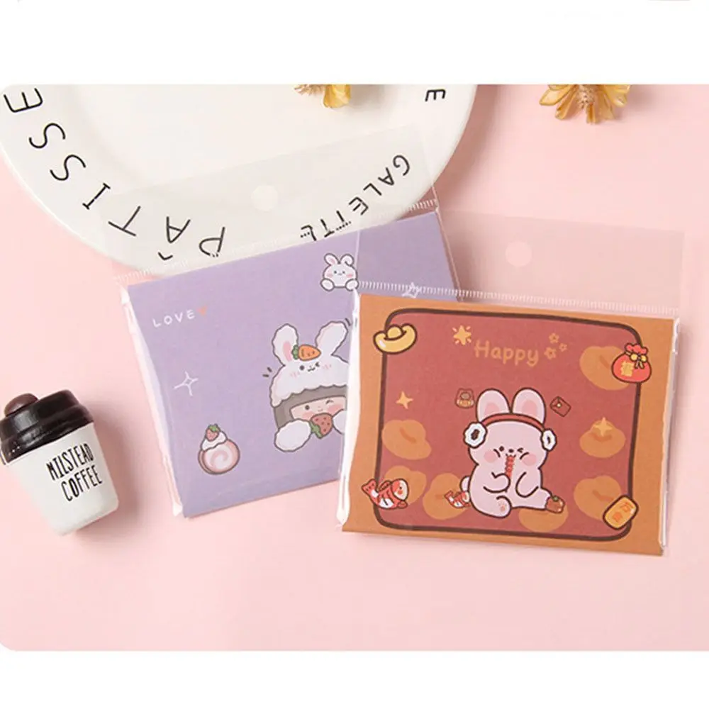 Cute Birthday Blessing Thank Letter Paper Envelope Card Cute Bear Rabbit Postcard Greeting Card Merry Christma Gift Decoration