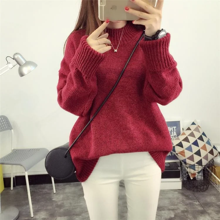 เสื้อสเวตเตอร์ไหมพรมผู้หญิงสำหรับฤดูหนาว รุ่น 6048 เสื้อคลุมแบบสวม ทรงปกติ ผลิตจากเส้นใยอะคริลิกผสม สวมใส่สบายๆ แฟชั่นทันสมัย