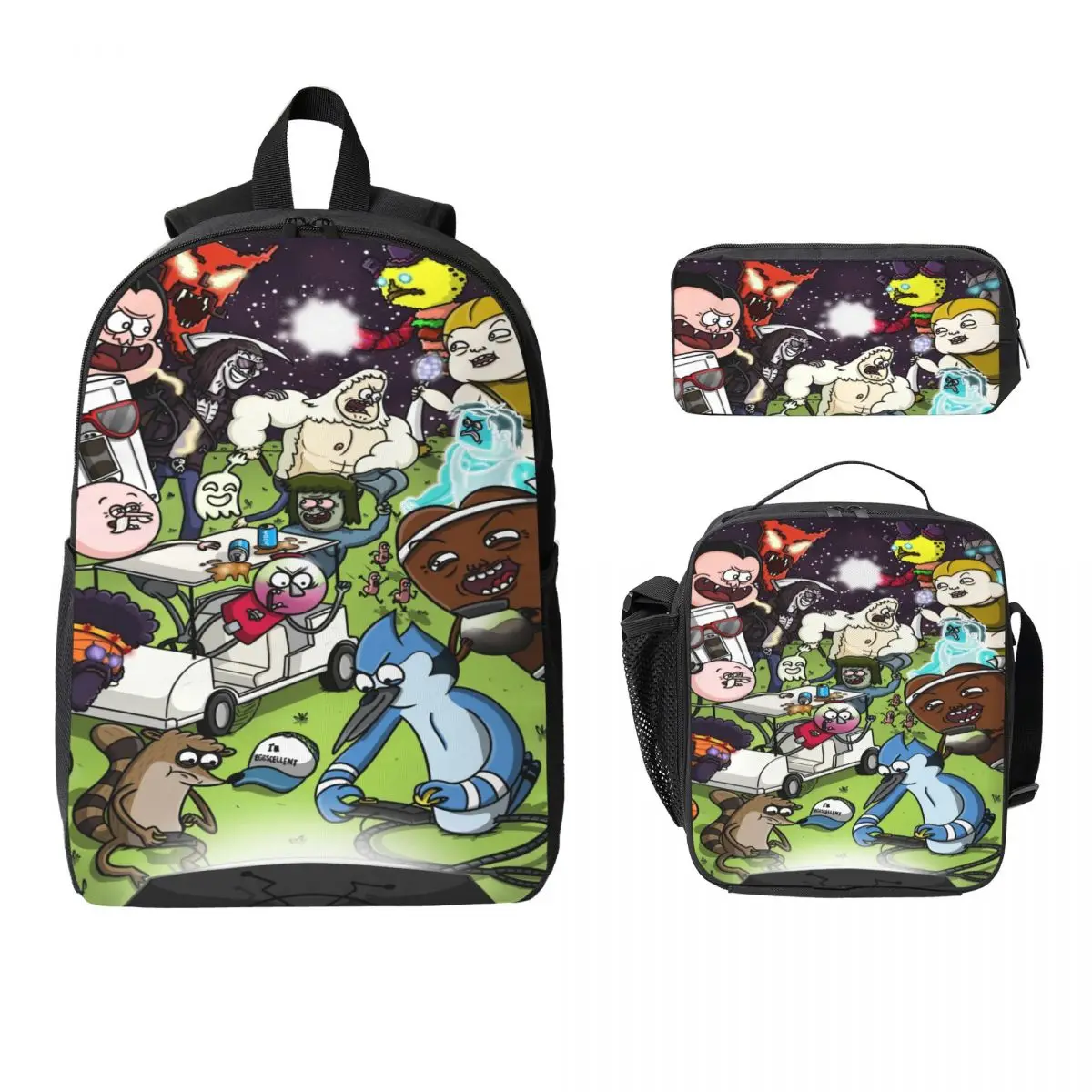 3 قطعة مجموعة حقائب مدرسية Mordecai and The Rigbys لصبي فتاة صناديق أقلام رصاص مجموعات الظهر مع صندوق الغداء لطلاب المدارس حقيبة الظهر