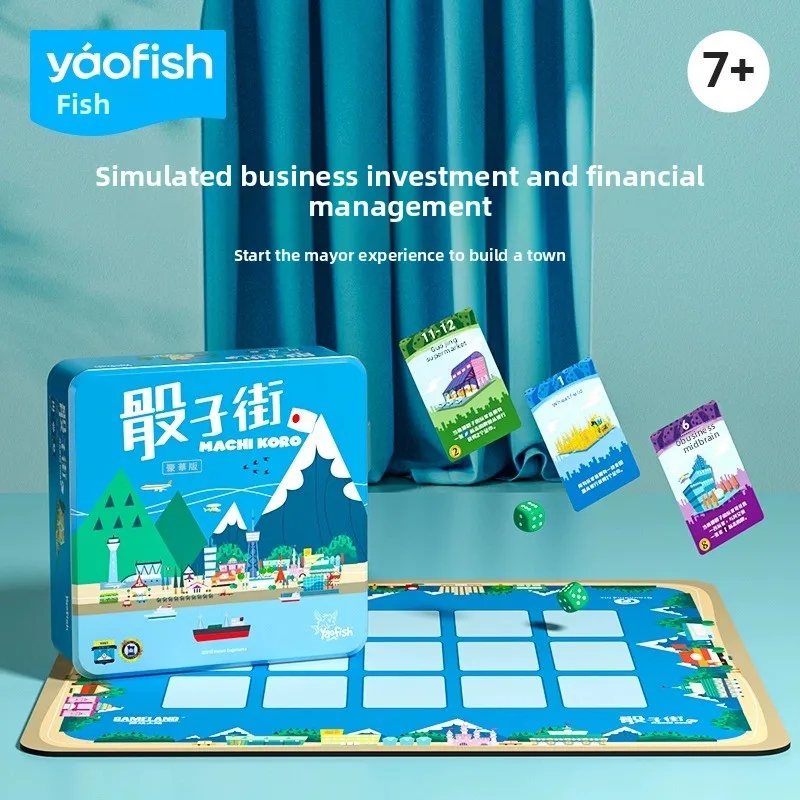 Jeu de construction de ville japonaise Yaofish, jouet de dés pour enfants, jeu de société de stratégie familial, éducation financière et pensée logique, cadeau