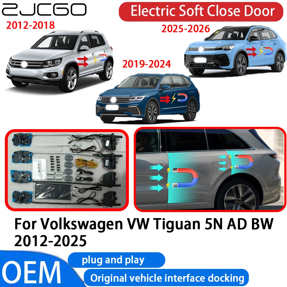

ZJCGO for Volkswagen VW Tiguan 5N AD BW 2012-2025 Car Automatic Electric Soft Close Door Closer System OEM Plug and Play