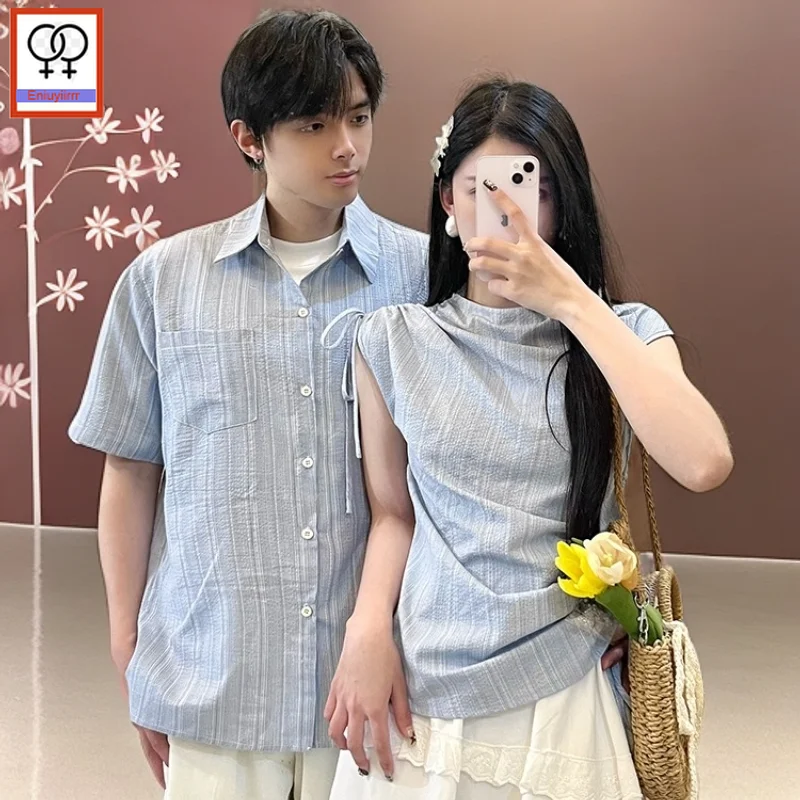

Cute Top Matching Couple Clothes Outfits Male Female Lovers Holiday Valentine's Date Honeymoon Retro Vintage Cotton Blends Shirt
