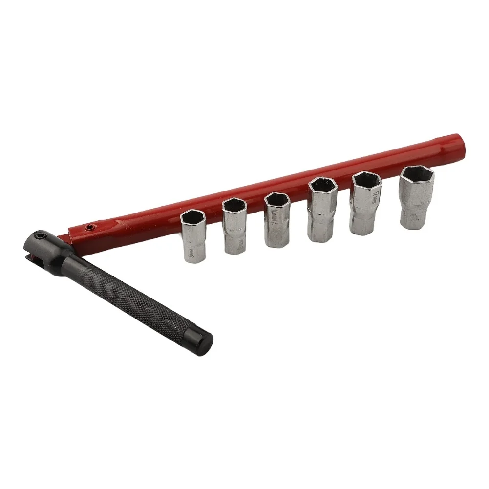 Red Black Socket Wrench Set With 6 Sleeves For Home Bathroom Sink Faucet Valve Installation And Disassembly Hand Tool