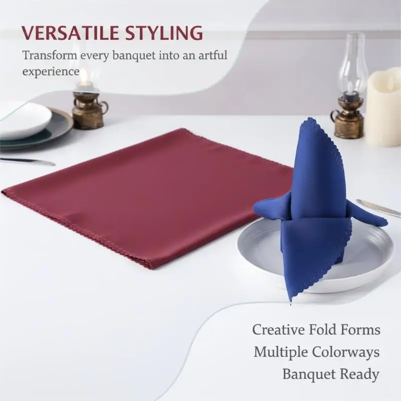 Square Satin Dinner Napkins Reusable Washable Soft Cloth for Wedding Centerpiece Baby Birthday Party Table Decoration