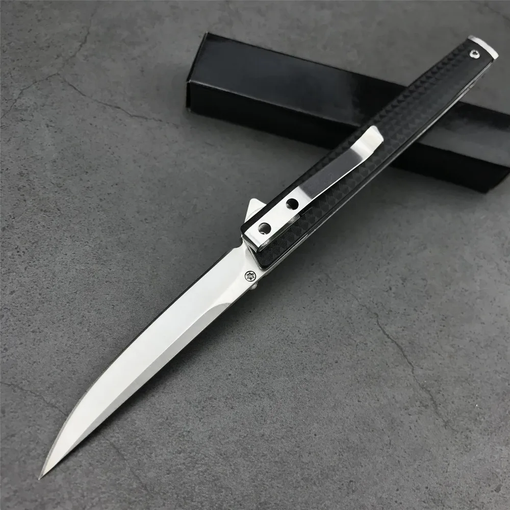 Tactical Lightweight Marked M390 Folding Knife Outdooor Hunting Camping Hiking Defense EDC Tool,3.14/ Blade Black Nylon Handle
