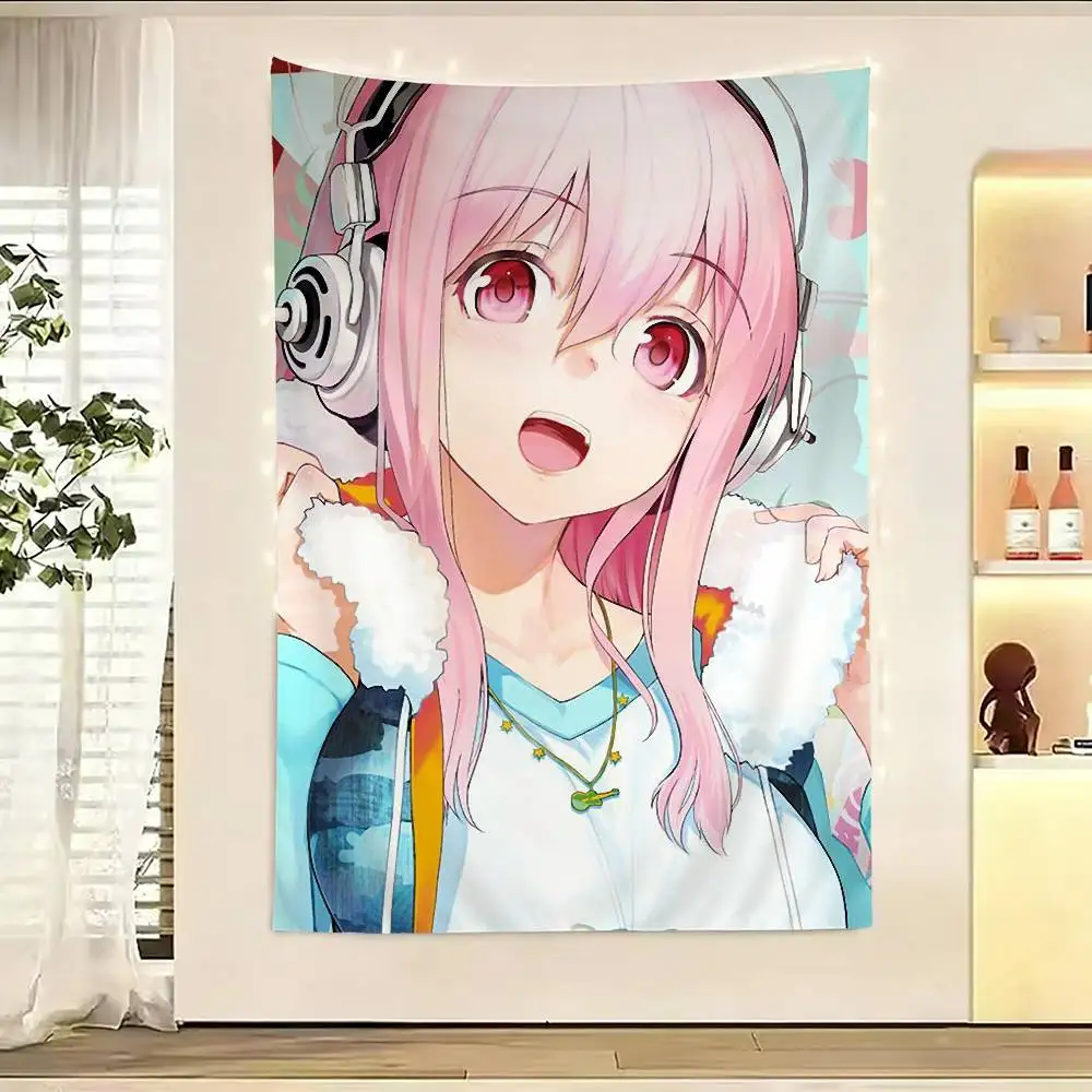 

S-Super S-Sonico Flag Digital Printing Banner for Garage Wall Out Door Decoration