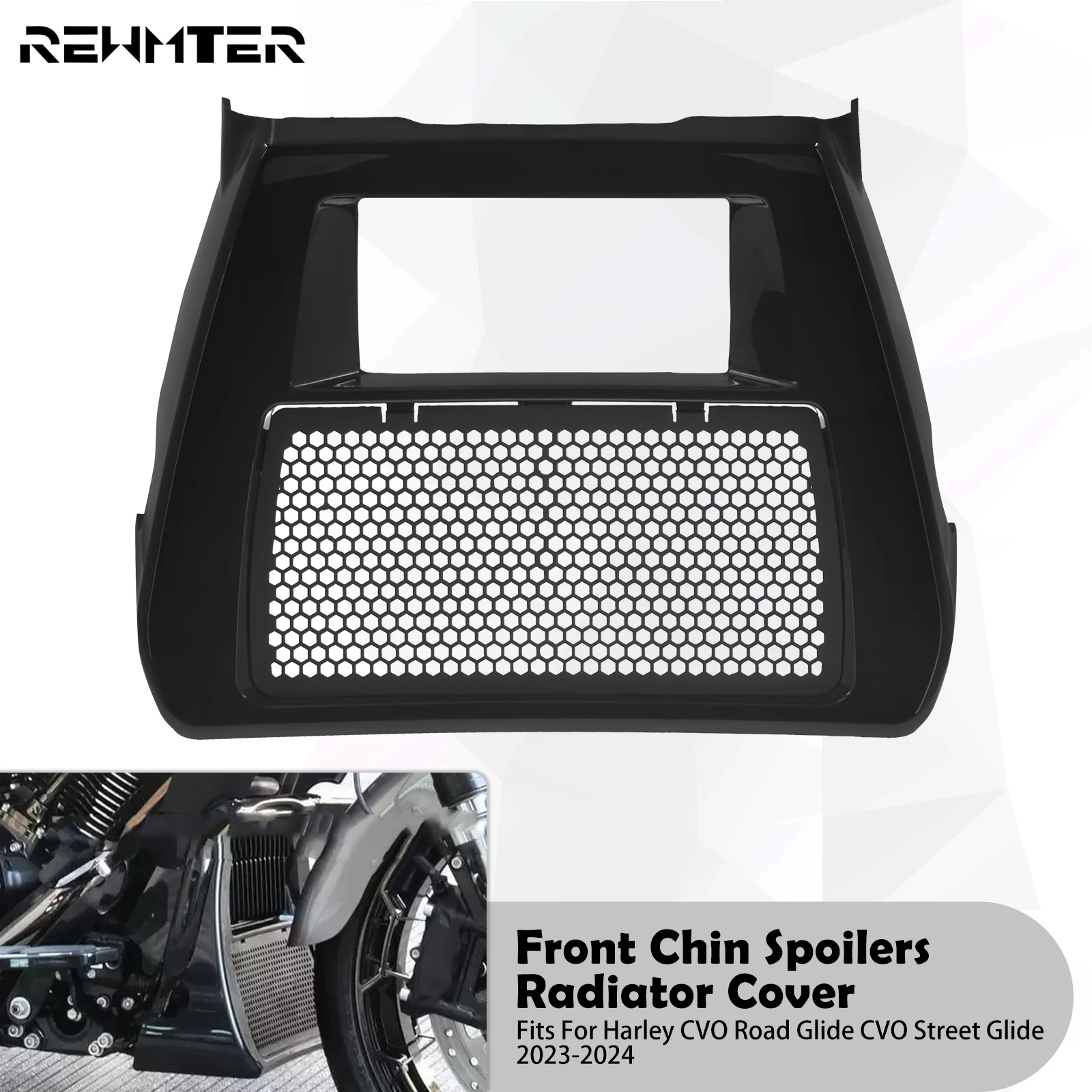 Motorcycle Front Chin Spoilers Radiator Cover Lower Fairing Cap For Harley Touring Road Street Glide CVO FLHXSE FLTRXSE 2023-24