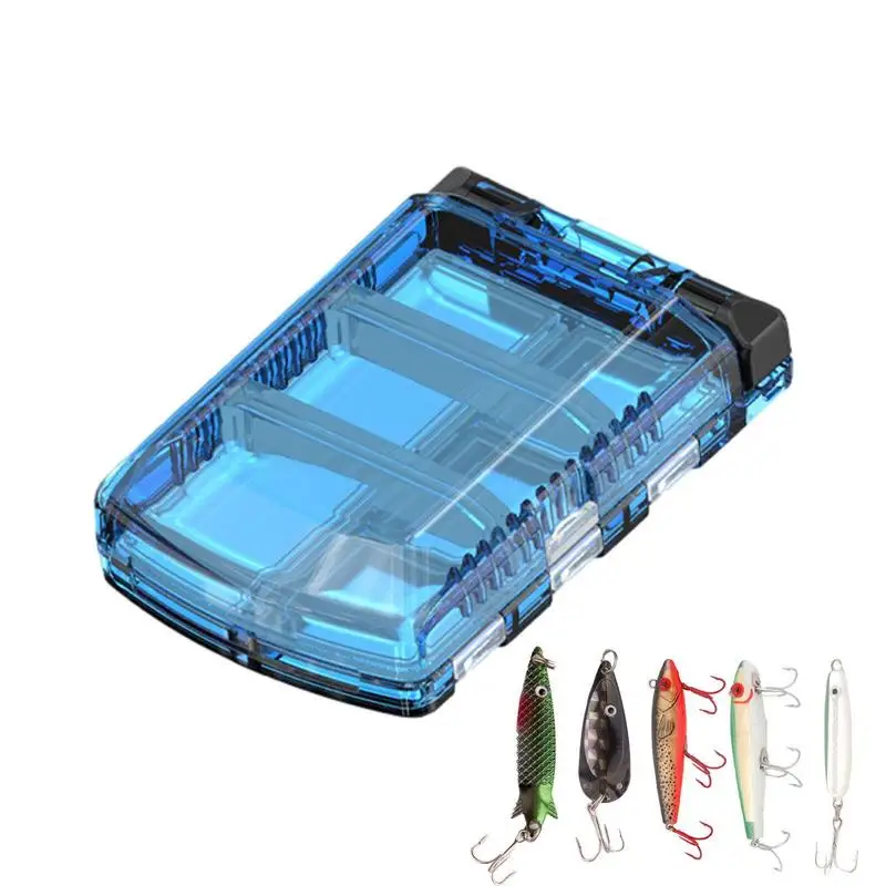 Fishing Tackle Lure Baits Box Waterproof Lure Box With 6 Compartment Secure Fishing Storage Built-in Rubber Strap For Fishing