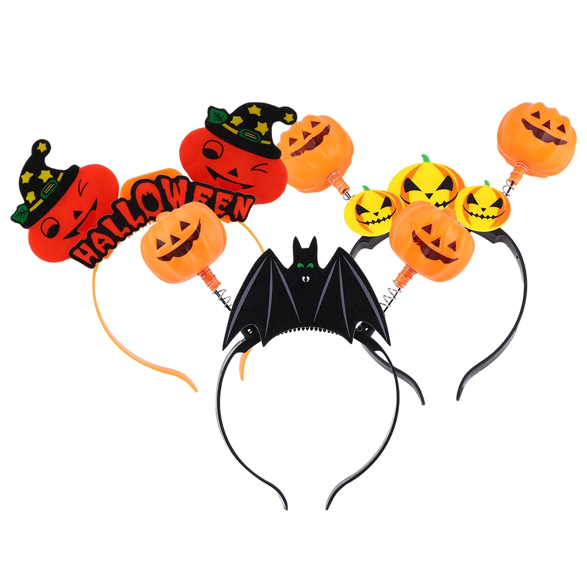 

3pcs Glowing Pumpkin Hairband Cloth Halloween Headband Durable Lightweight Party Festival Costume Accessory Shiner Hoop