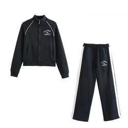 Pants Set Woman Two Pieces Casual Elegant Autumn Woman Sets Letter Printing Long Sleeve Jacket Set Sweat Suit Sets