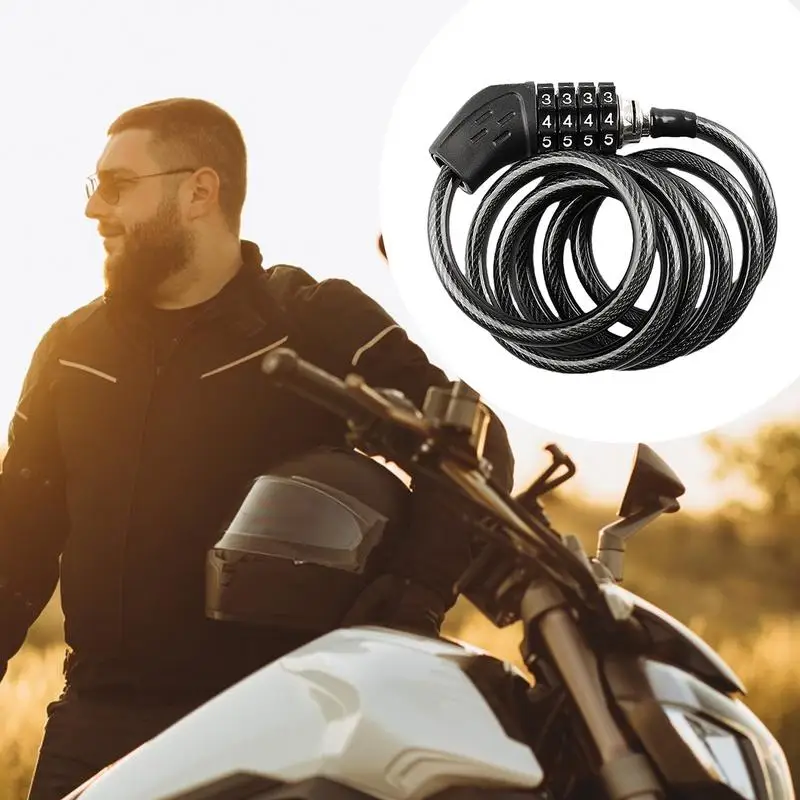 

Cable Lock For Motorcycle Security Lock With Combination 47Inches Cable Lock Weatherproof Heavy Duty Motorcycle Lock Anti-Theft