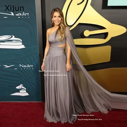 Xijun Elegant Chiffon Long Evening Dresses One Shoulder Cape Prom Dresses Cut Out Celebrity Formal Occasion Prom Gowns Customize