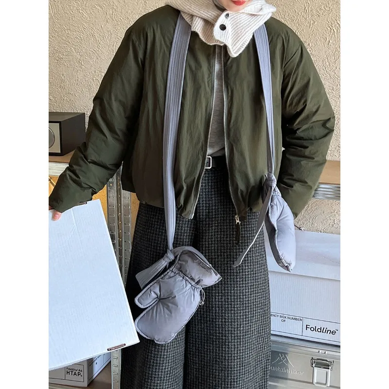 Round Neck Cropped Bread Padded Jacket Women's Winter 2025 New Korean Version Baseball Jacket Jacket Top