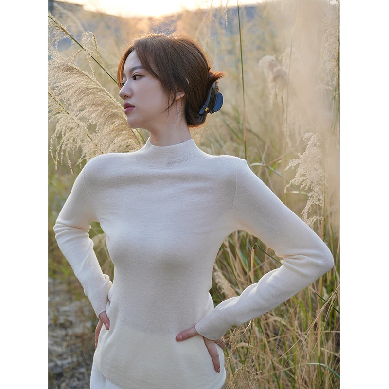 

SerioLudere Lazy Egg 00% Beautiful Wool Multicolor Slim Fit Low Ne Base Layer irt Women's Knitted Sweater Inner Wear