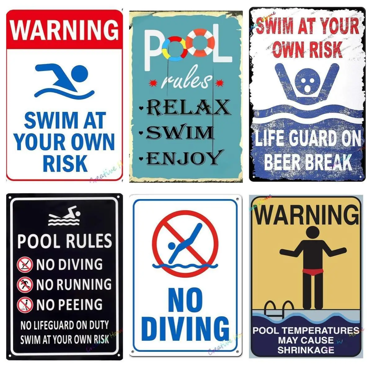 

Home Backyard Swimming Pool Natatorium Metal Plate Please Rinse Off Before Entering Swimming Pool Tin Sign Plaque Wall Decoratio