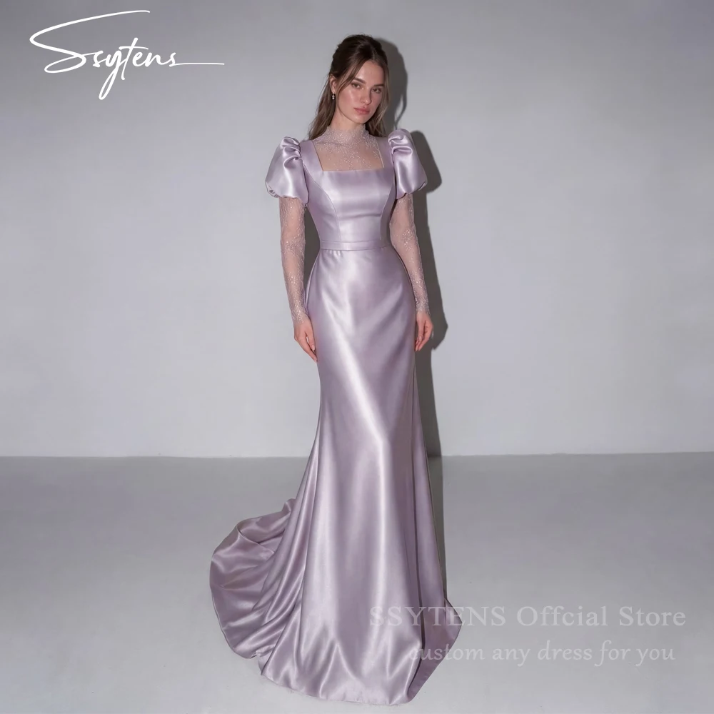 

SSYTENS Elegant Prom Dress Saudi Sweet Lilac Mermaid Lace Satin New Customized Formal Occasion Prom Dress Evening Party Gowns
