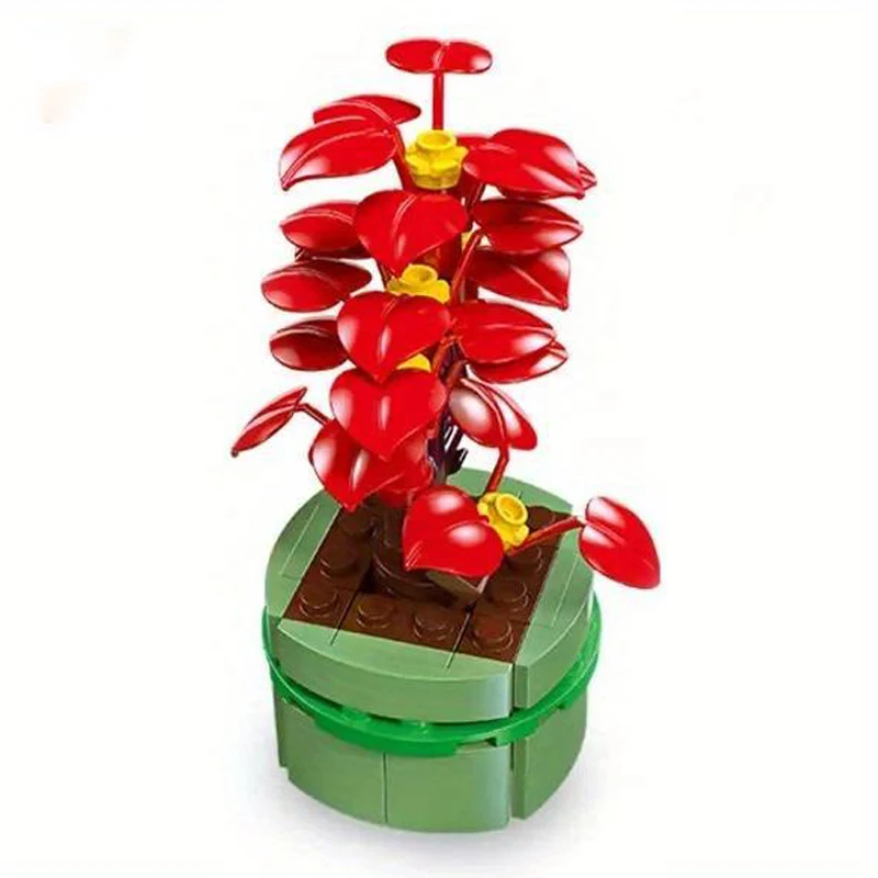 Pianta Bonsai Set in vaso Bouquet di fiori stabilizzati modello succulento blocchi di costruzione Puzzle per bambini giocattoli fai da te mattoni regali di natale
