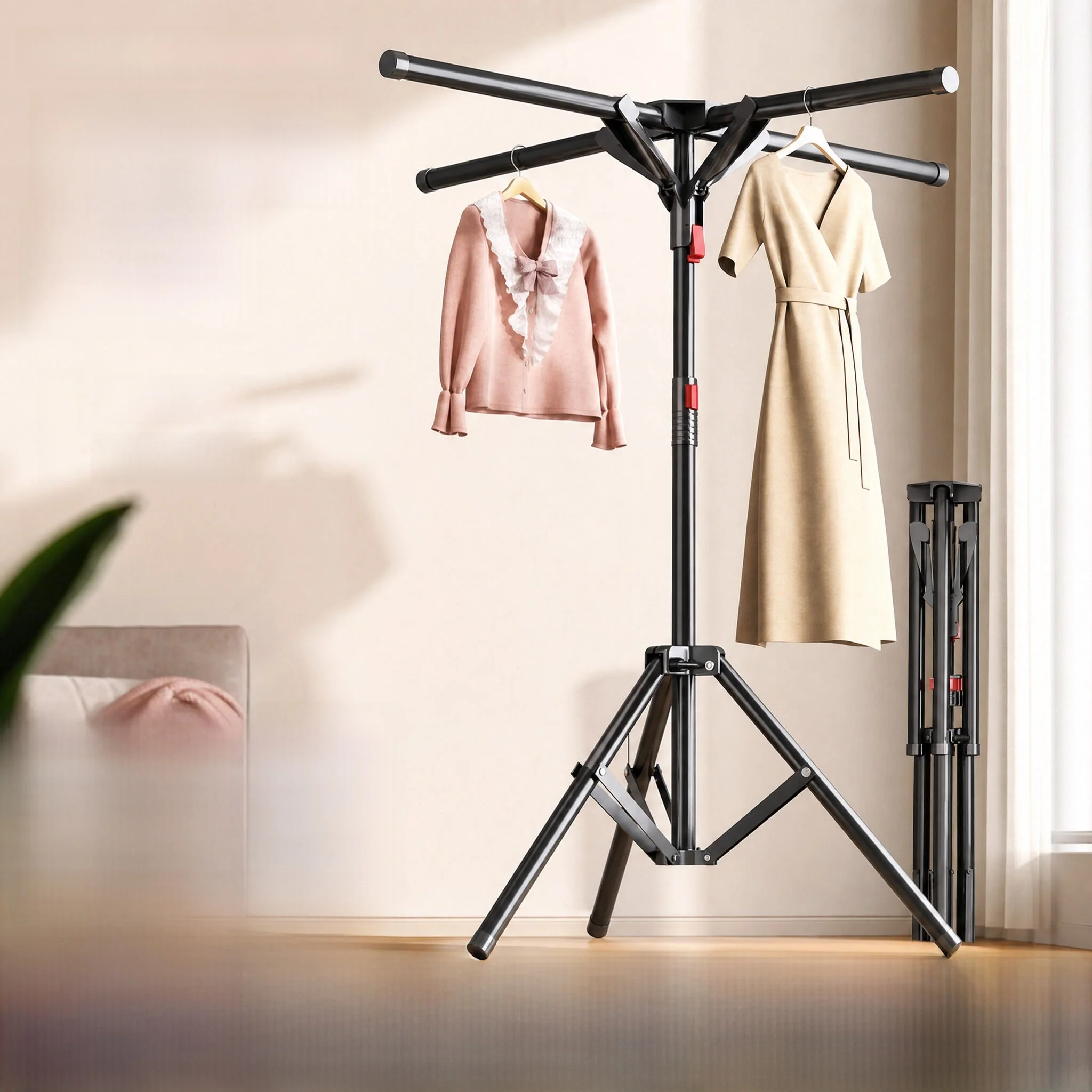 indoor-floor-mounted-clothes-drying-rack-balcony-bedroom-clothes-hanger-holder-stretchable-rod-no-drilling-required