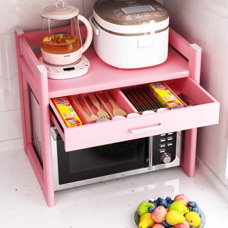 

Space Saving Kitchen Organizer - Countertop Microwave Oven Rack, 3-Tier Storage Shelf for Rice Cooker, Utensils, Pantry Cabinet