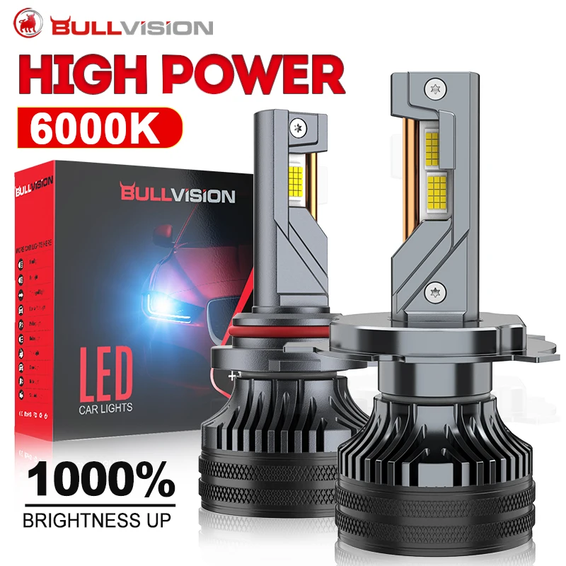 Bullvision H7 H11 LED Bulbs Headlight +1000% Car Canbus Headlamp H4 H1 H8 H9 9005 9006 HB3 HB4 9012 HIR2 Auto Diode Lamps 6000K