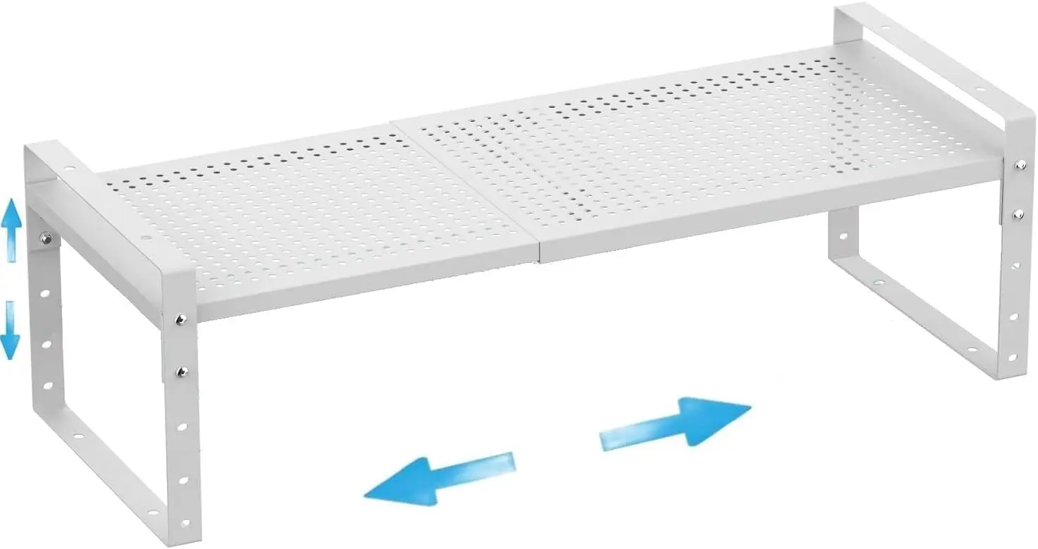 

Expandable,Adjustable & Stackable Spice Rack, Cabinet Kitchen Countertop Shelf Organizer,Metal Pantry Storage Shelves -