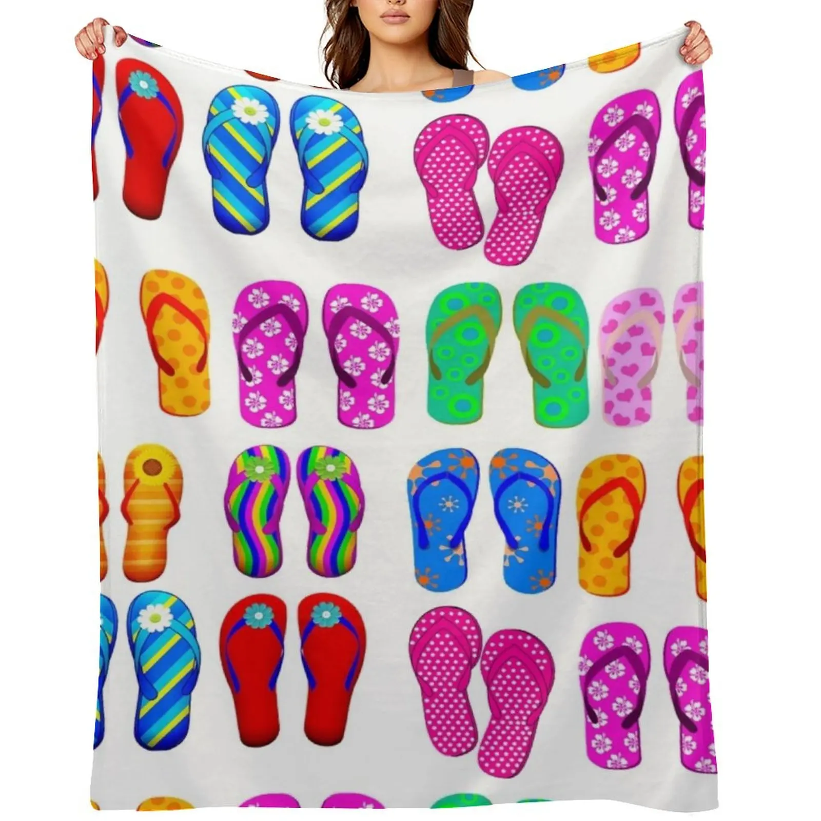 

Summer Flip-flops Throw Blanket bed plaid Decorative Throw Thins Softest Blankets