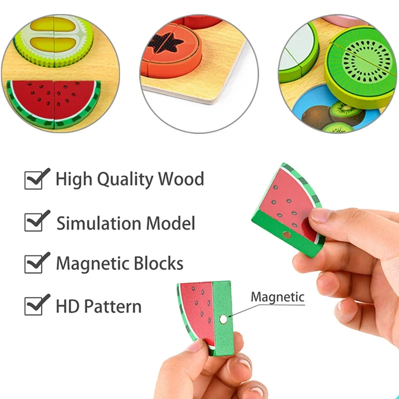 Obst Holz Spielzeug Für Mädchen Gemüse Simulation Lebensmittel Puzzle Bord Spiel Kinder Pretend Spielen Küche Spielzeug Montessori Pädagogisches