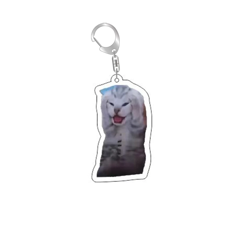 Rambling Goat Huh Cat Meme Keychain Confused Cat Memes Cat Screaming With Paws On Its Head Cute Gift For Friend Woman\'s Keychain