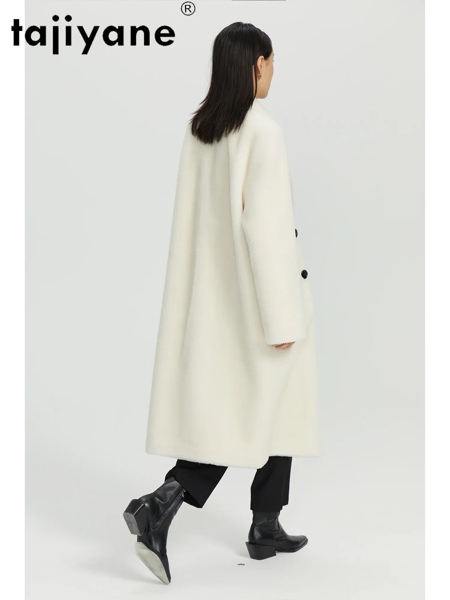 Takiyane – manteau en laine véritable pour femme, Long et chaud, Double boutonnage, à la mode, 2021, automne 100%, Gmm767