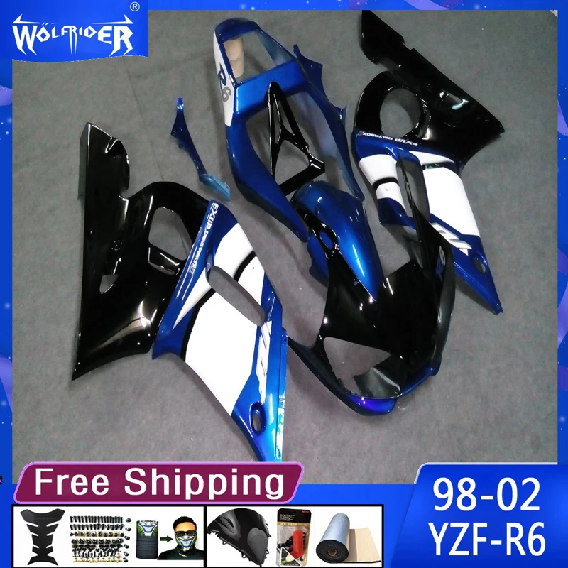 motorcycle ABS plastic fairing for YZFR6 1998 -2002 YZF-R6 98 99 00-02 Motorbike blue black fairing Manufacturer Customize cover