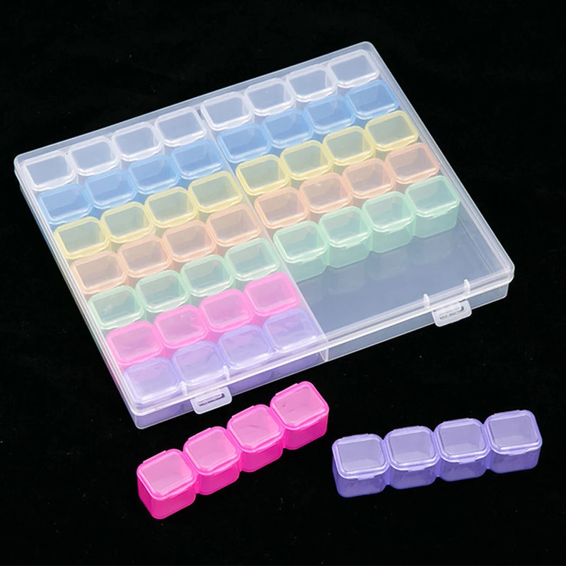 28/56 Grids Jewelry Storage Box Portable Earrings Ring Plastic Boxes DIY Diamond Painting Nail Art Beaded Container Organizers.