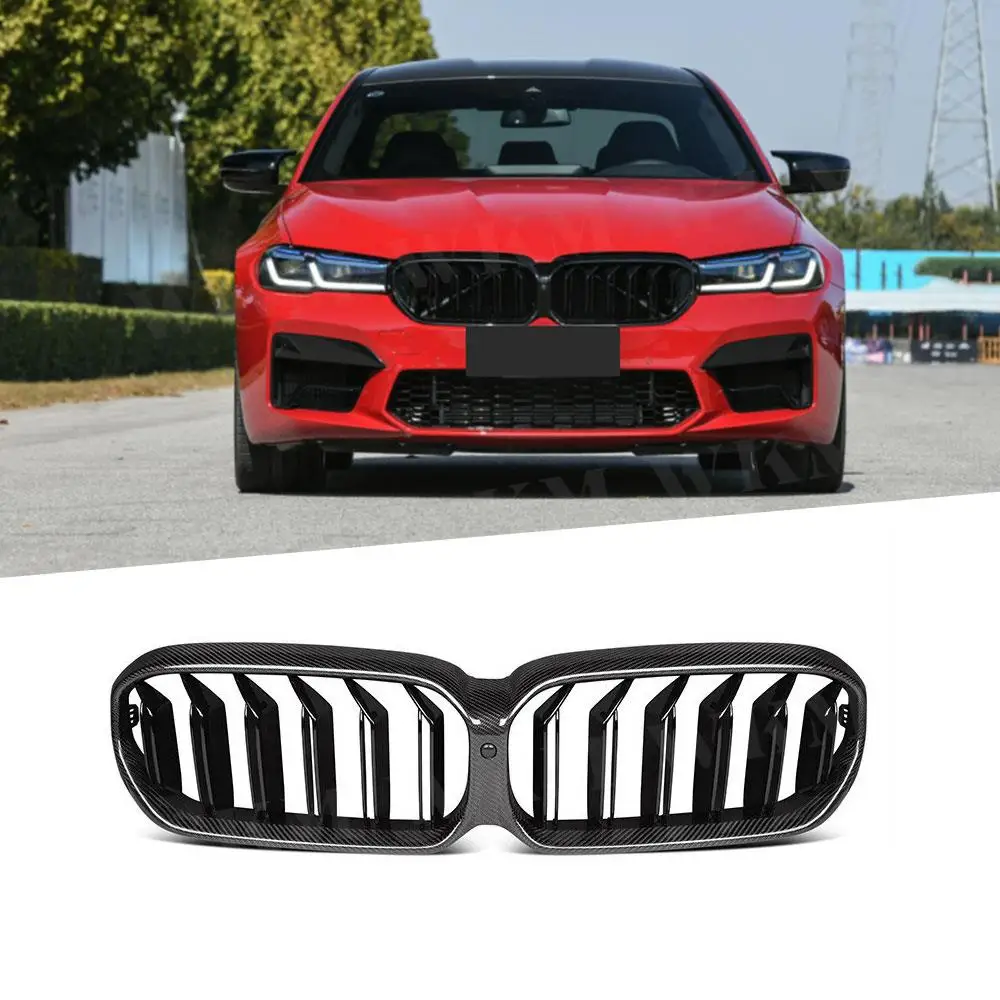 

Carbon Fiber Front Bumper Grille for BMW 5 Series G30 G38 F90 M5 2020-2022 Trim Strips Front Kidney Hood Grills Car Styling