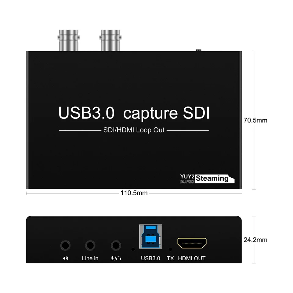 SDI HDMI to USB3.0 Video Audio Capture Card 1080P60Hz with SDI Loopout USB3.0 Recorder for SDI Camera Medical PC Live Streaming