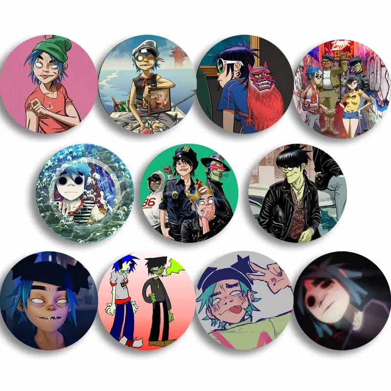 58mm Gorillaz Boat Music Icons Badge Tinplate Round Brooch on Backpack Hat Handmade Round Lapel Pins Jewelry Accessories Gifts