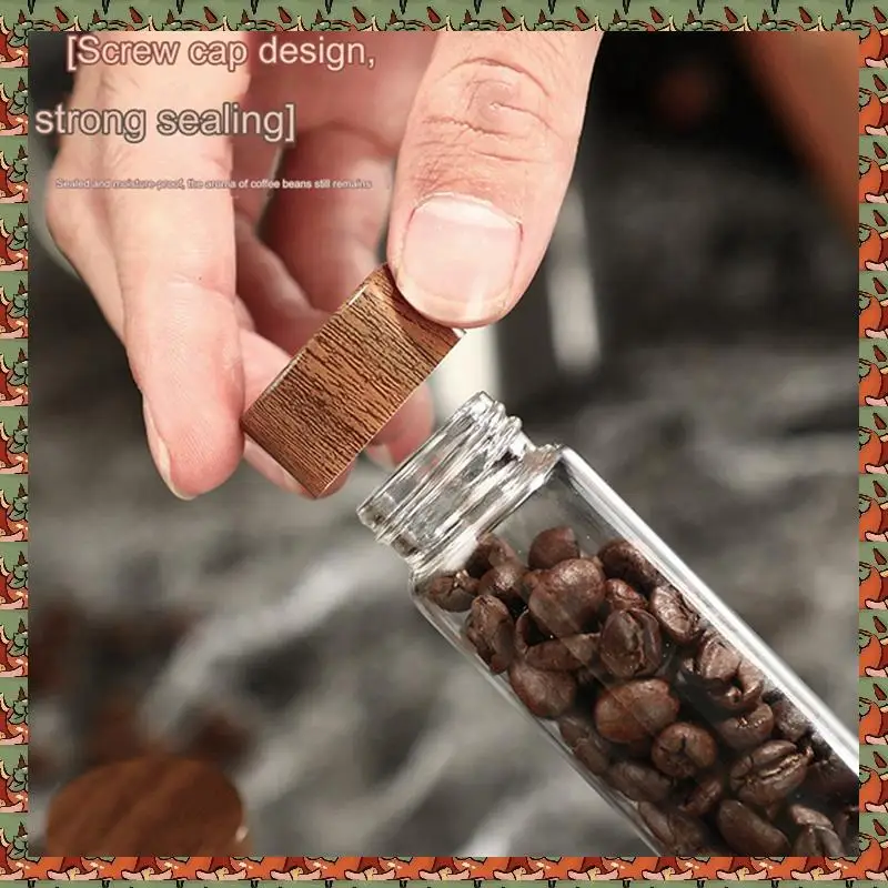 ABLQ Glass Test Tube Display Stand Barista Tools Single Tube Storage Coffee Bean Dispensing Bottle Coffee Sealed Jar Beans