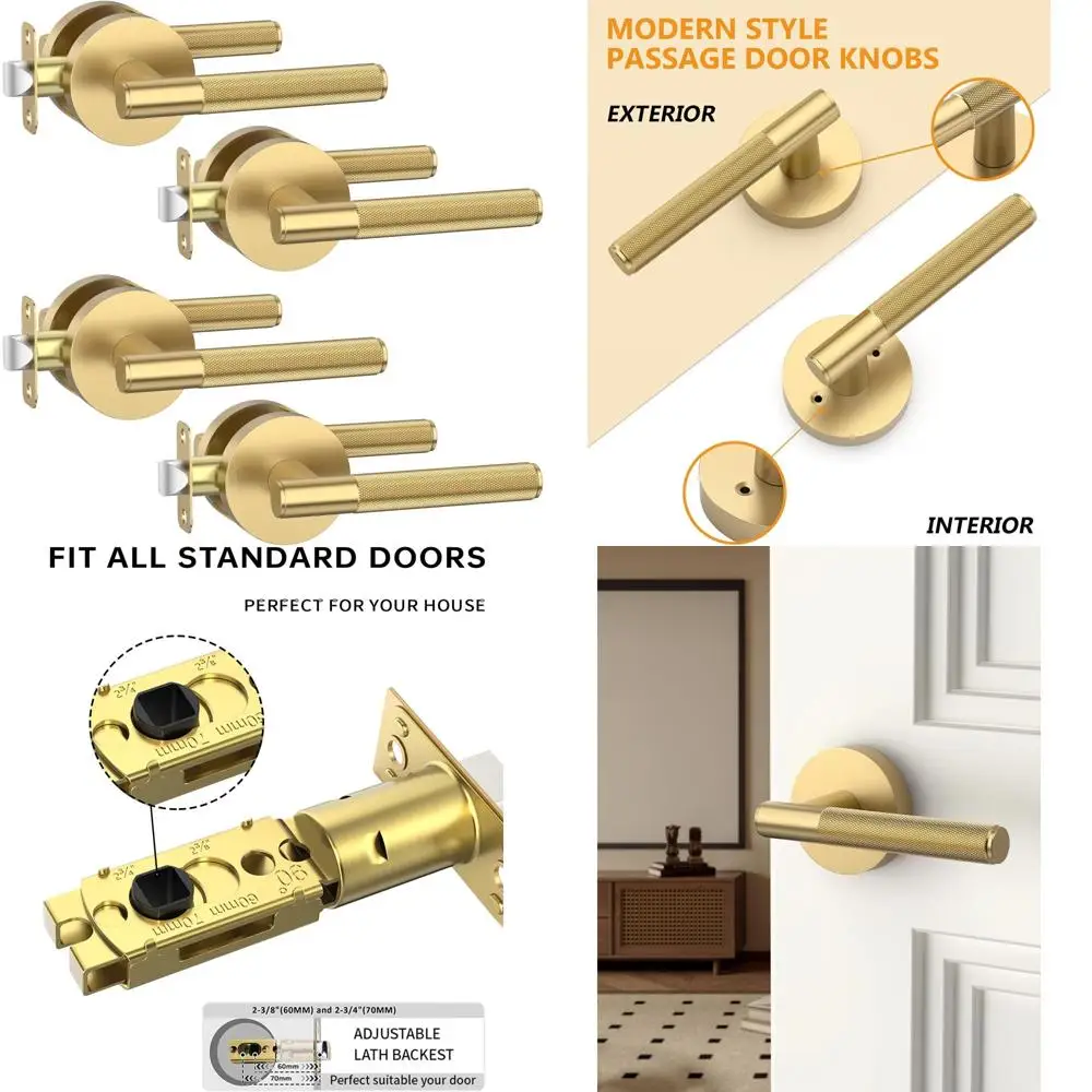 

Набор из 4 дверных ручек цвета шампанского бронзы с замками, подходят для использования внутри помещений, в спальнях и ванных комнатах.
