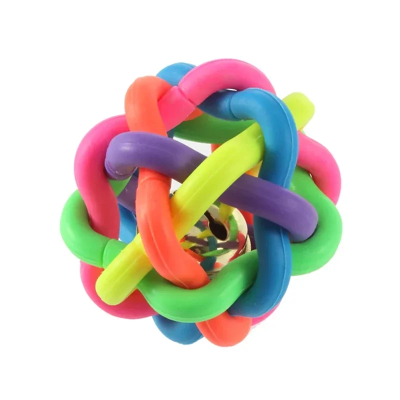 Pet Dog Puppy Cat Colorful Training Chew Ball Pet Products Bell Squeaky Sound Play Toy Dog Ball Bite Play Ball Dog Accessories