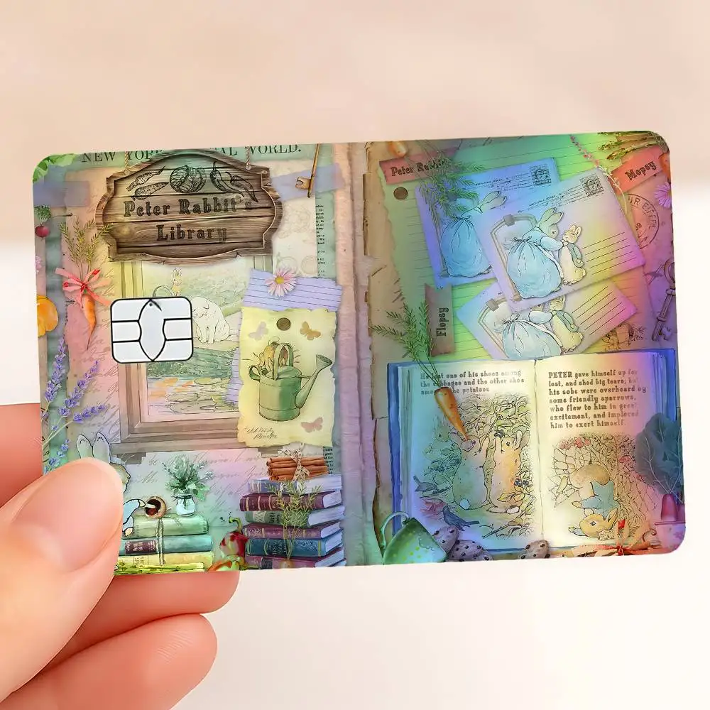 P-Peter Rabbit Holographic Sticker Laser Film Shinny Skin For Debit Credit Bank Card