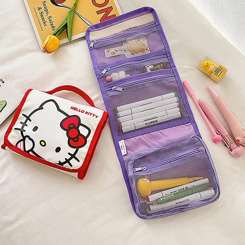 

Sanrio Cosmetic Bags Hellokitty Foldable Storage Bags Portable Makeup Case For Traveling Cinnamorol Large-Capacity Tote Handbags