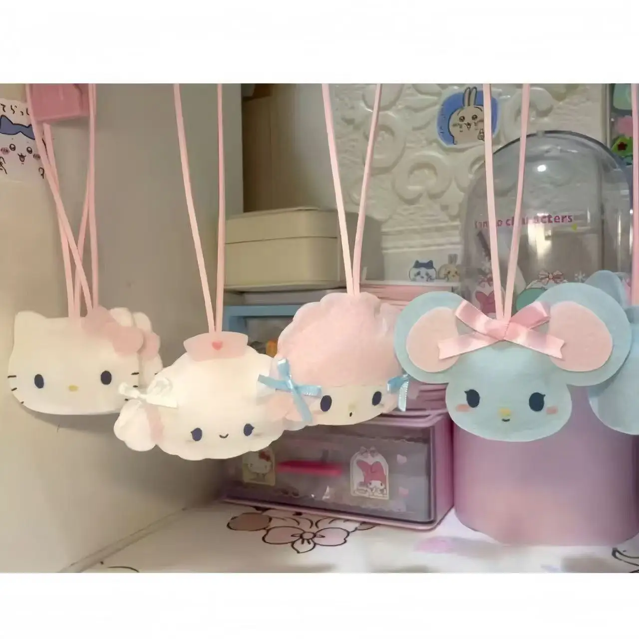 사랑스럽고 귀여운 소녀 백팩 참, 학교 가방 펜던트 액세서리, 예쁜 마이 멜로디 핑크 작은 양 & 헬로 키티 키체인