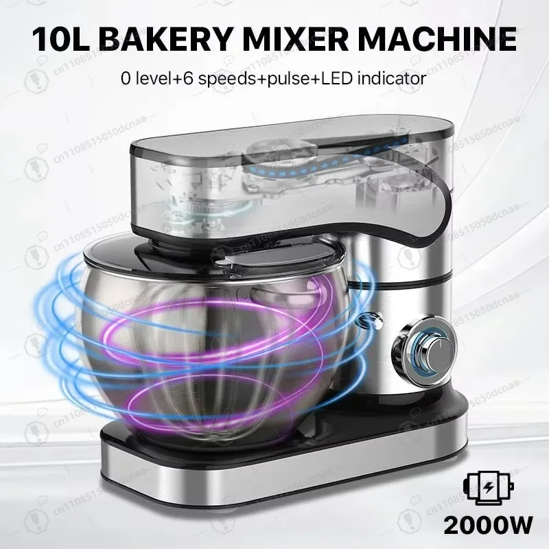 10kg Electric Flour Dough Mixer Tilt Design Stainless Steel Household Baking Equipment Kitchen Bread Maker