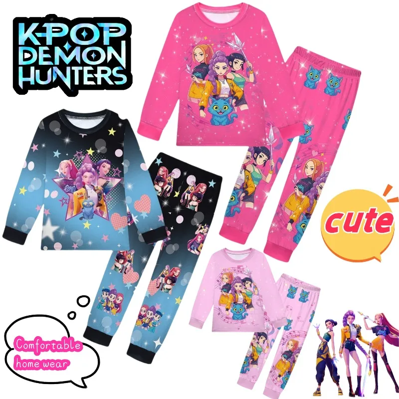 

Новый KPop охотники на демонов Руми Мира Зои аниме двумерная домашняя одежда для девочек милый и милый удобный дышащий пижамный комплект