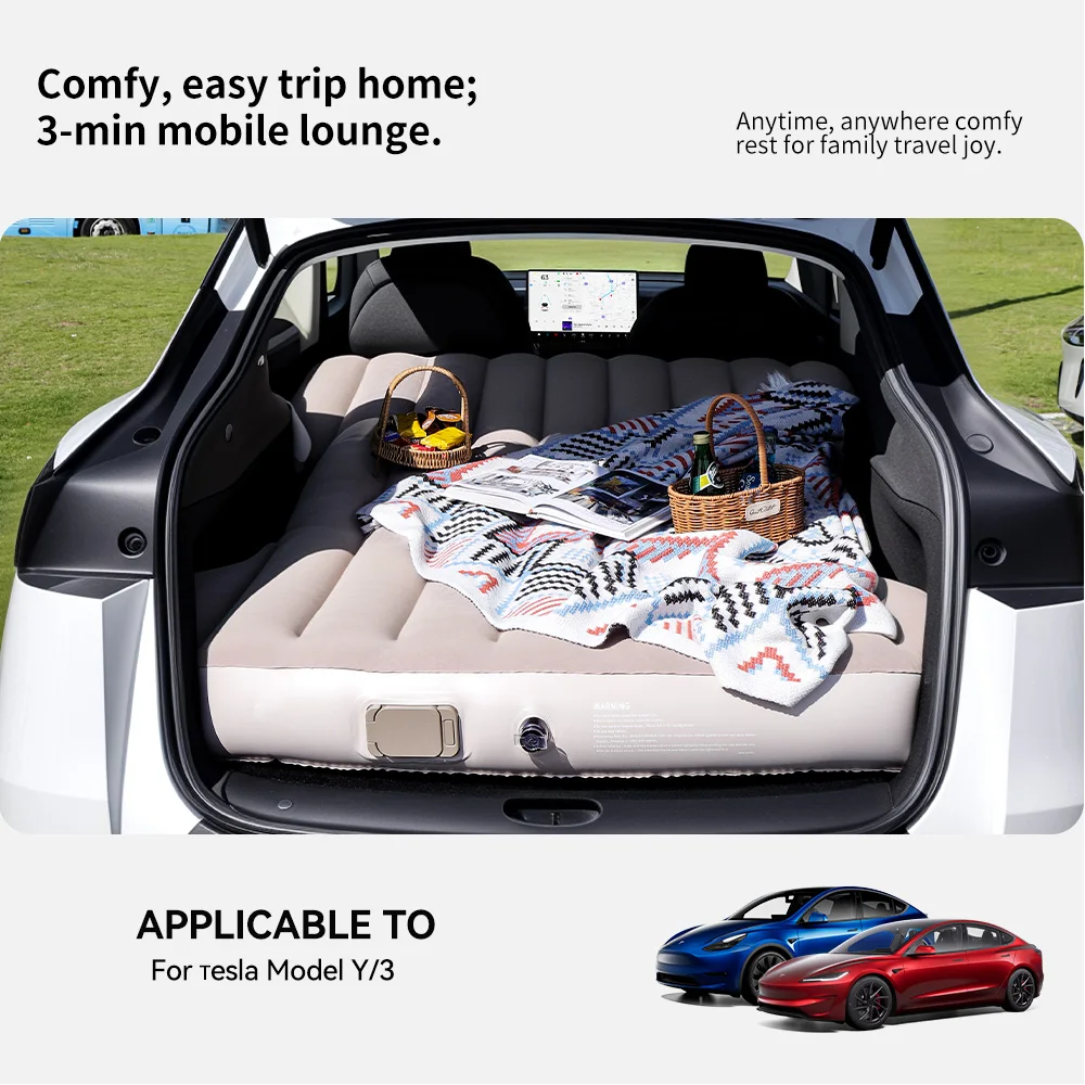 For Tesla Model Y Juniper 2021-2025 Automobile Air Mattress Self-Inflating Mattress Travel Sleeping Bed Tesla Car Inflatable view 2