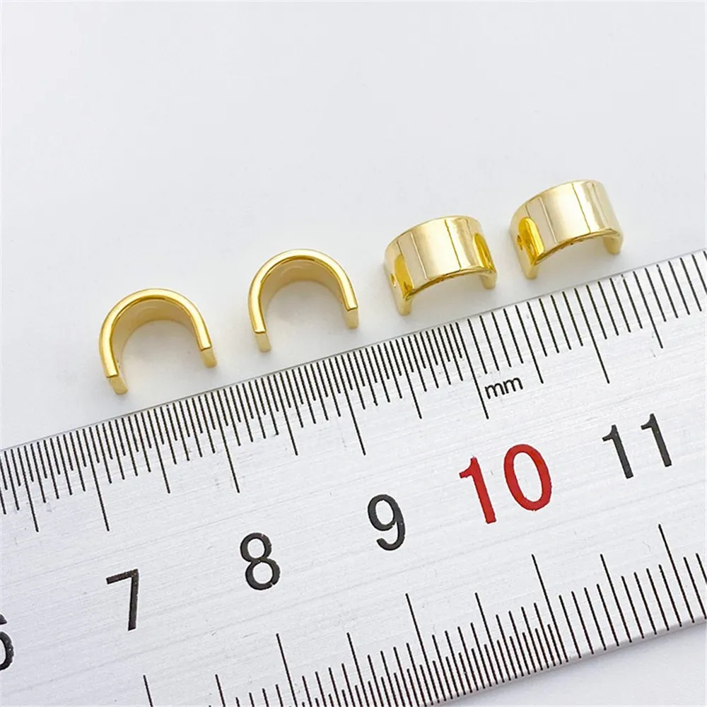 14K Gold U-shaped C-ring Bead Ring Handmade DIY Bracelet Jewelry Chain, Semi-circular Bead Connecting Ring Accessories Q037