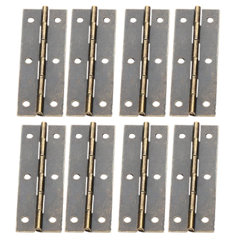 8Pcs Folding Butt Hinges Antique Bronze Metal Hinge for Doors Windows Furniture Cabinet Cupboard Wood Boxes with Screws 60x20mm
