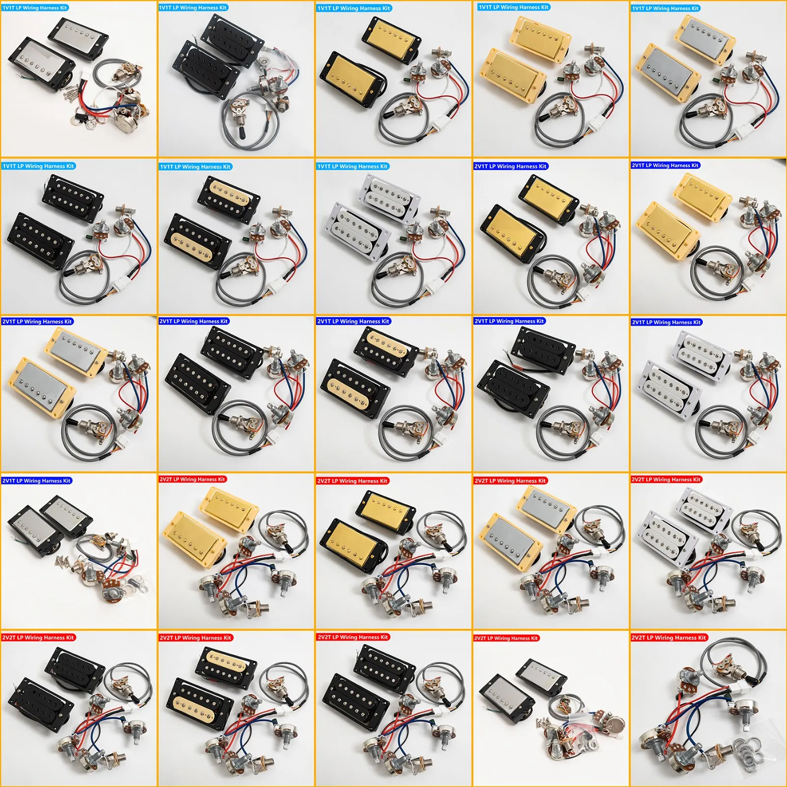 

Набор звукоснимателей-хамбакеров для электрогитары для звукоснимателей LP SG с грифом и бриджем с комплектом жгутов проводов, обновленная замена