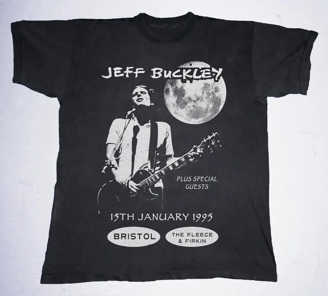 Retro Jeff Buckley Grace Concert Heavy Cotton Black All Size T Shirt US335